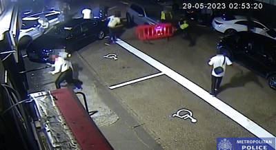 Shocking moment murderer rams crowd with his car in east London