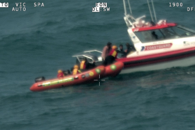 Three sailors rescued from sea after six hours clinging to a single lifejacket
