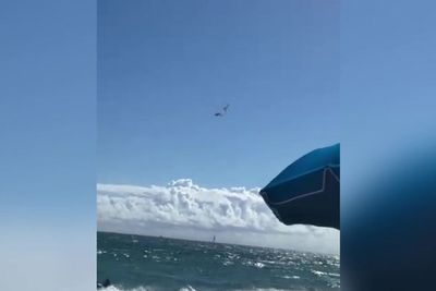 Moment paraglider plunges 500ft into ocean in front of shocked beachgoers