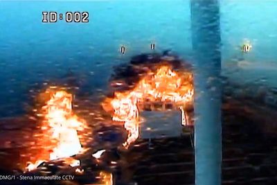 Video shows the moment two ships were engulfed by fire in deadly collision