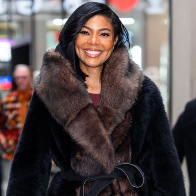 Gabrielle Union's Cozy Fur Wrap Coat Looks Straight Out of a New York It Girl's Closet