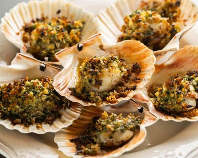 Mark Hix’s recipe for baked scallops with a herb crust