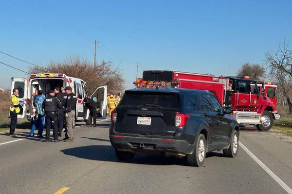 Six dead after fiery crash between pickup truck and bus on California road