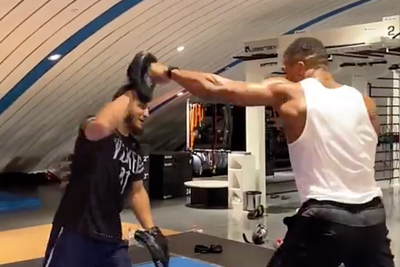 Video: Anthony Joshua returns to the gym following car crash that killed two friends