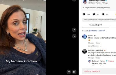 'I'll never use them again!' Bethenny Frankel blames hotel towels for bacterial infection