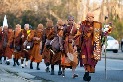 Buddhist monks pass halfway mark on 2,300-mile Walk for Peace through US