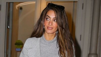 Amal Clooney's grey jumper dress and over-the-knee boots is the outfit formula that will pull you out of a winter style rut