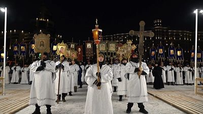 Astana celebrates Epiphany with icy-water dips