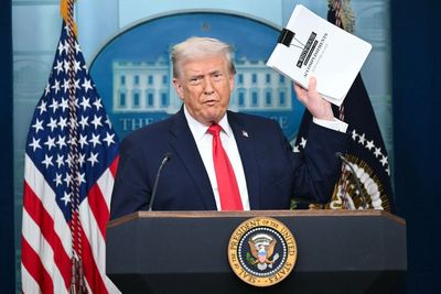 Trump takes over White House briefing with binder of ‘accomplishments’ on anniversary of one year in office: Latest