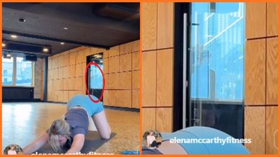 Gym camera catches man’s disgusting act in the background, and the woman stretching had absolutely no clue