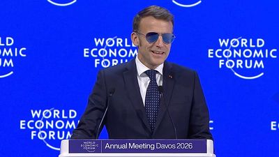 We prefer respect over bullies, Macron says at Davos as Trump tensions mount