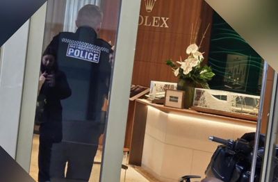 Moment ram raiders armed with machetes target Knightsbridge Rolex shop to steal luxury watches