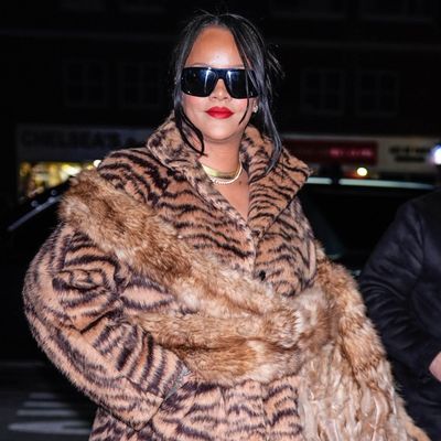 Rihanna Maximizes the Tiger Print Trend With a $7,050 Alaïa Coat and Matching Stilettos
