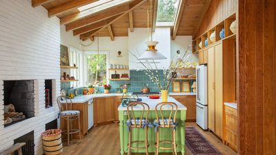How This Dated Ranch Kitchen Was Transformed With Confident Color and Mid-Century Style