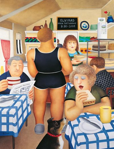 Beryl Cook: Pride and Joy review – a saucy parade of bouncing bosoms, smirky smokers and a spot of BDSM