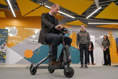 Prince William cracks speed joke as he tries out mobility scooter