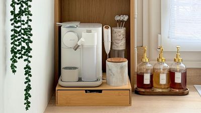 This Kitchen Hack Uses a Budget IKEA Cabinet to Make an Expensive-Looking Coffee Station