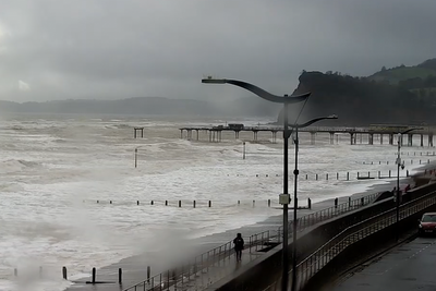 Historic pier and sea wall damaged during Storm Ingrid weather warnings across UK