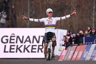 UCI Cyclo-cross World Cup Maasmechelen: Double puncture not enough to stop Mathieu van der Poel from taking a 50th career World Cup victory