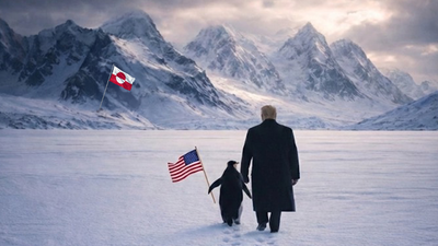 Still eyeing the Arctic? White House posts AI image of Trump with penguin in Greenland