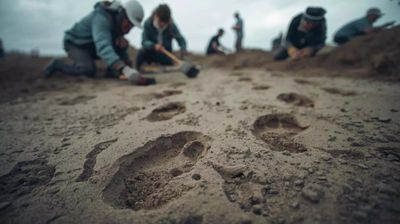 Archaeologists uncover 800,000-year-old human footprints beneath the sands of eastern England