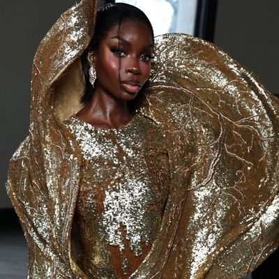 Olandria Carthen Goes for Gold at Her Paris Haute Couture Week Debut in a Rahul Mishra Mini Dress