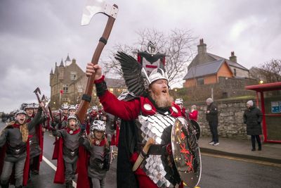 Watch Vikings march across UK island for historic festival
