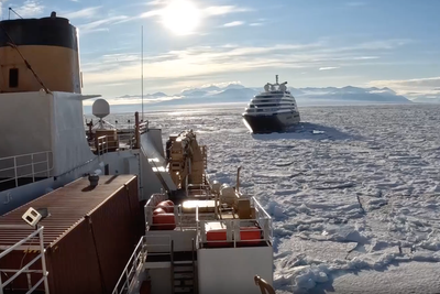 Cruise ship is freed by US Cutter after getting stuck in Antarctic ice