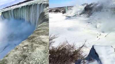 Niagara Falls frozen in -20 degrees: How a record polar vortex turned the mighty waterfall into a surreal ice wonderland