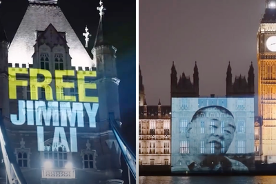 ‘Free Jimmy Lai’ message projected onto London landmarks as Keir Starmer visits China