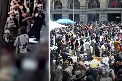 CCTV emerges of man throwing ‘homemade bomb’ at crowd of thousands in Australia