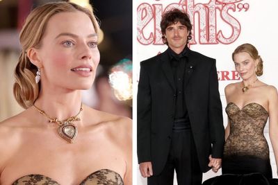 Margot Robbie shines in Elizabeth Taylor’s $8m necklace alongside Jacob Elordi at Wuthering Heights premiere