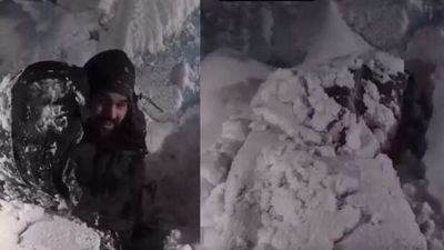 Indian army jawan seen resting under snow blanket at high-altitude post; video goes viral