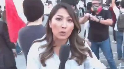 Watch: CNN reporter hit by pepper spray while reporting live during anti-ICE protest in Los Angeles