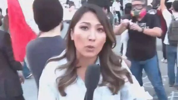 Watch: CNN reporter hit by pepper spray while reporting live during anti-ICE protest in Los Angeles