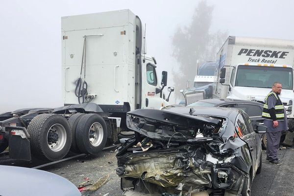 Ten hurt in 59-vehicle pile-up on fog-shrouded road in California