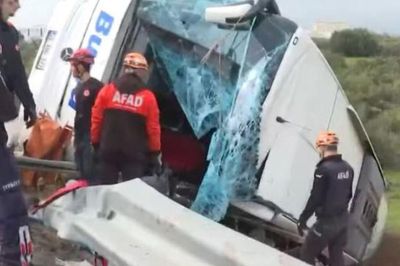 Nine killed as bus rolls in wet conditions in southern Turkey