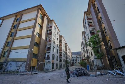 Photos show a former scam compound at the Thai-Cambodian border