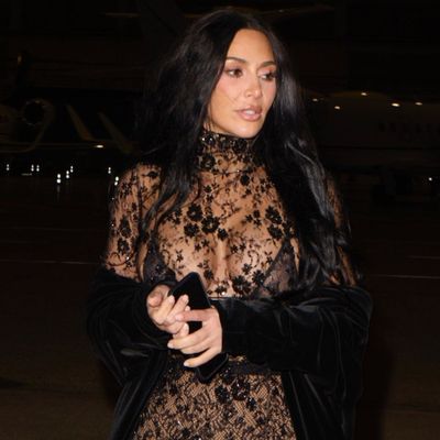 Rumor Has It, Kim Kardashian Wears Lace Naked Dresses for Date Nights With Lewis Hamilton Now