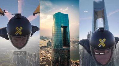 Watch Dubai’s craziest jaw-dropping stunt: XDubai wingsuit daredevils fly through world's tallest hotel at 200km/h