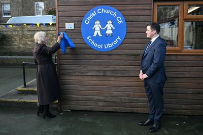 Camilla opens primary school library in project to boost reading among children