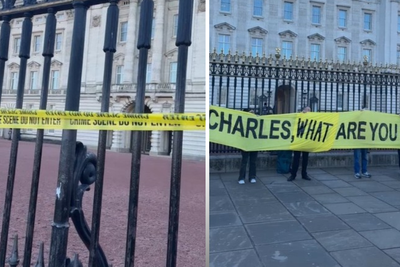 Crime scene tape draped outside Buckingham Palace after Andrew-Epstein controversy