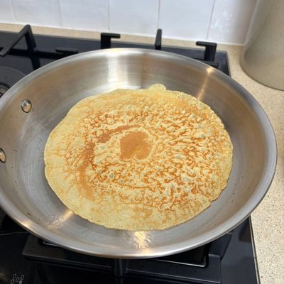 Can you make pancakes in a stainless steel pan? I tried it with this Le Creuset version to prove you don't need a non-stick coating for the job