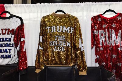 All that sparkles and is gold: Bedazzled bomber jackets are now the ‘it’ accessory for MAGA faithful