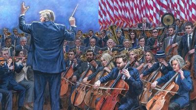 The longer I look at this Trump orchestra painting, the stranger it gets
