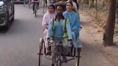 Watch: Tarique Rahman’s daughter campaigns by rickshaw in Dhaka ahead of Feb 12 polls
