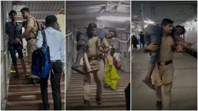 Viral video: Indian police officer lifts differently-abled man on his shoulders at railway station - netizens say “faith in humanity restored