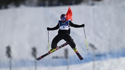Swiss Freestyle Skier Hits Awesome Superwoman Celebration