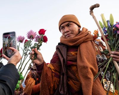 I drove hours to see the monks walking for peace. Five minutes with them was the gift of a lifetime