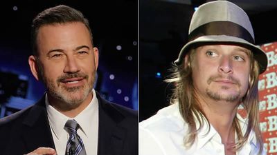 Jimmy Kimmel mocks Kid Rock’s shorts, lip-syncing in MAGA alternative halftime show